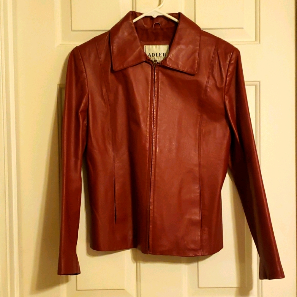 Red Leather Jacket Size Med